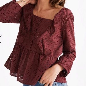 Madewell  eyelet ruffle  blouse nwot